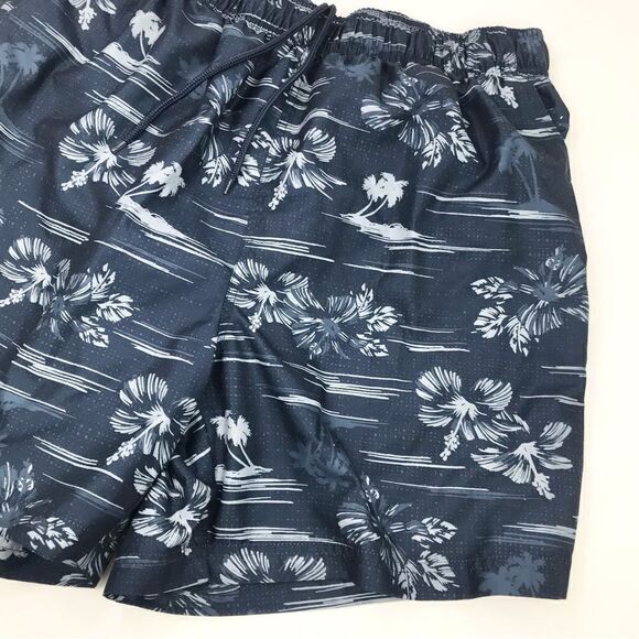 Ocean Pacific Dark Blue Light Blue Tropical Print Swim Trunks - Picture 3 of 10